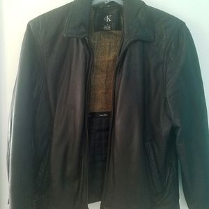Calvin Klein Mens M Black Genuine Leather Jacket